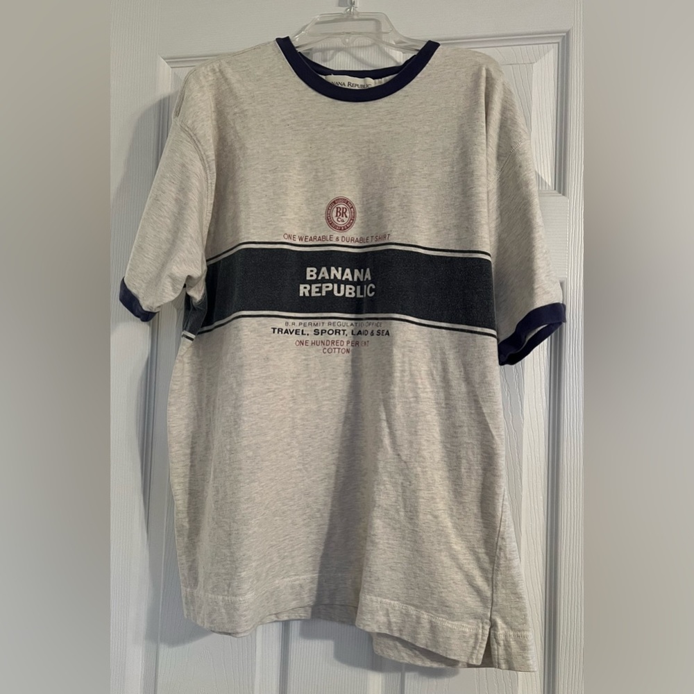 Vintage Banana Republic Summer 1993 T-Shirt Grey Men’s SZ Small
